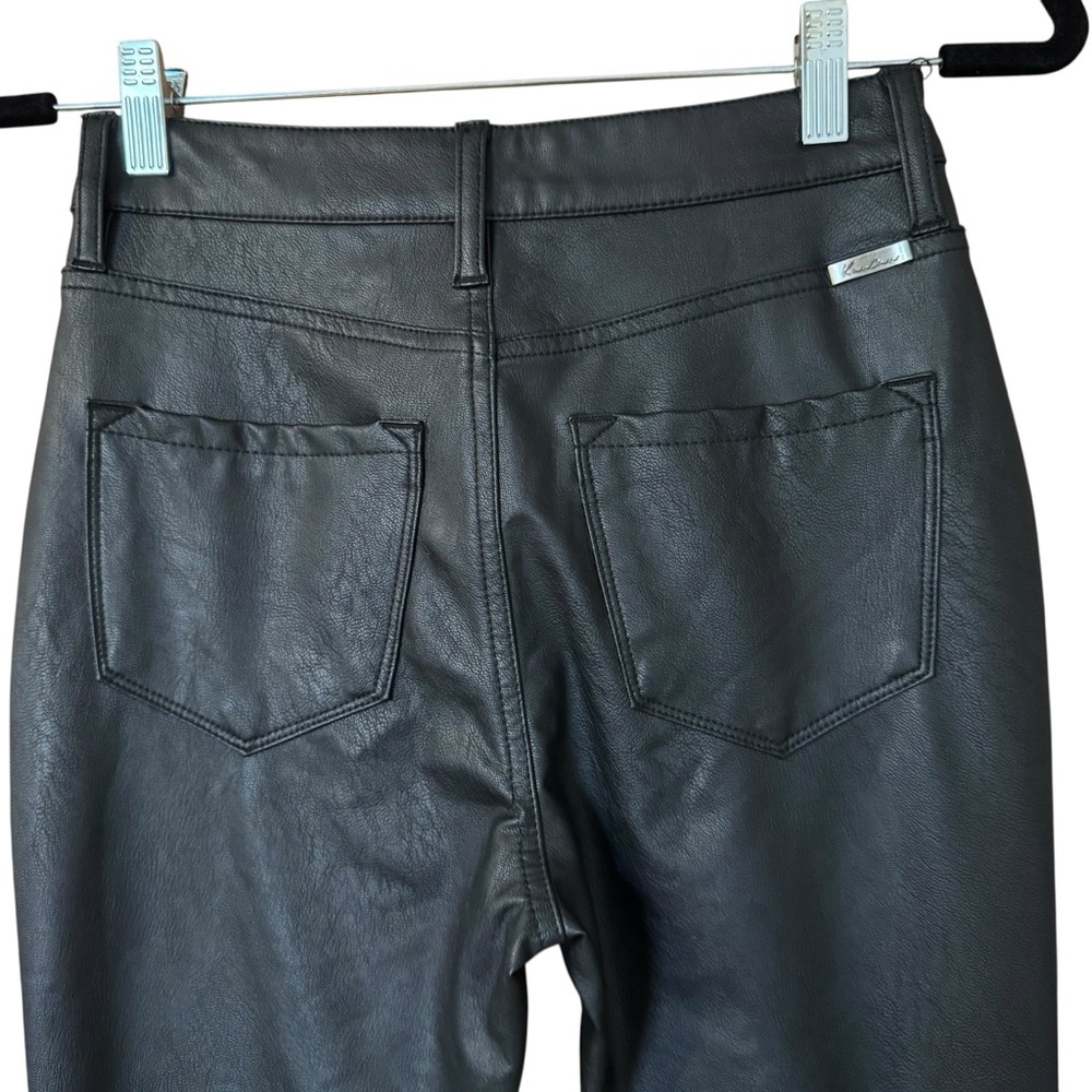 KanCan Darla High Rise Vegan Leather Kick Flare Black 3 25 - Picture 4 of 9